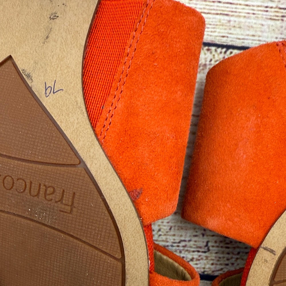 Franco Sarto Women's Orange Suede Mules - Picture 5 of 7
